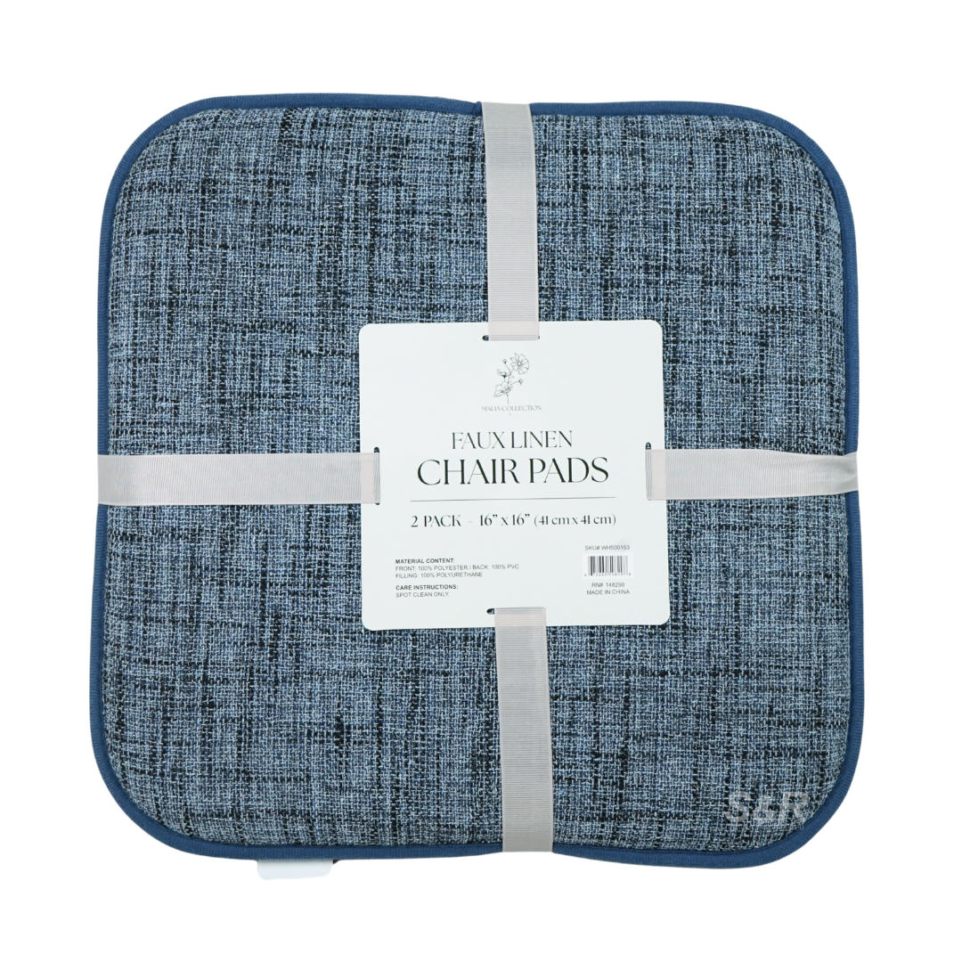 Faux Linen 2-pack Navy Chairpads